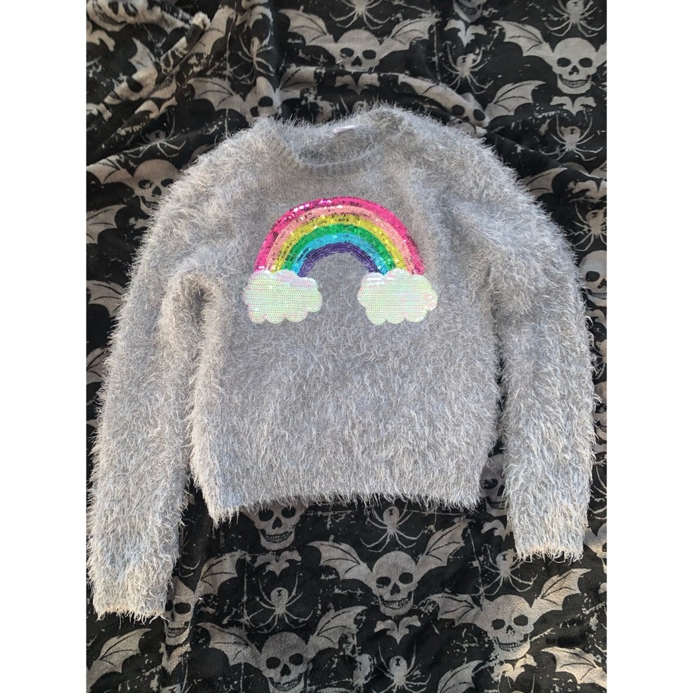 Girls rainbow fuzzy sweater